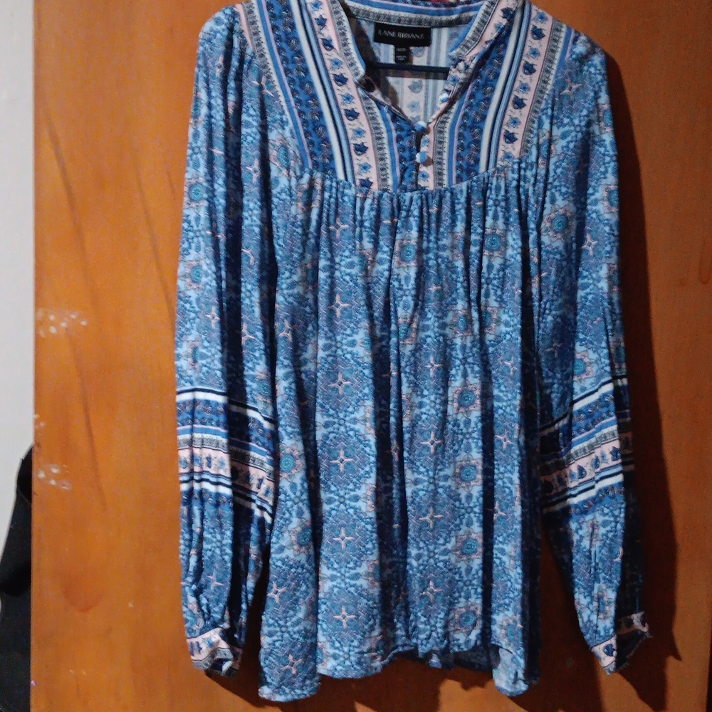 Lane Bryant Blue Patterned Blouse